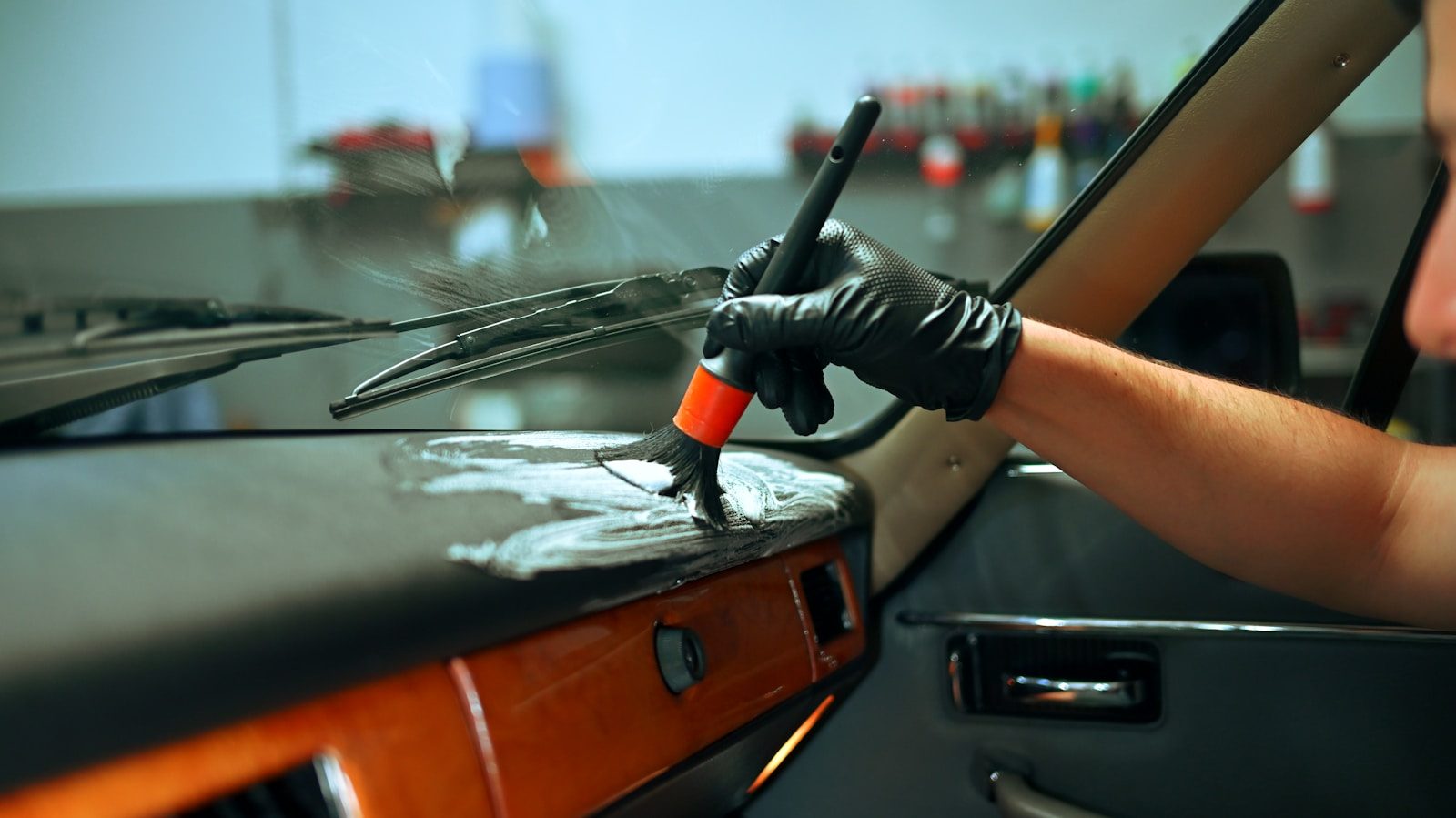Windshield replacement in progress at our Manteca shop